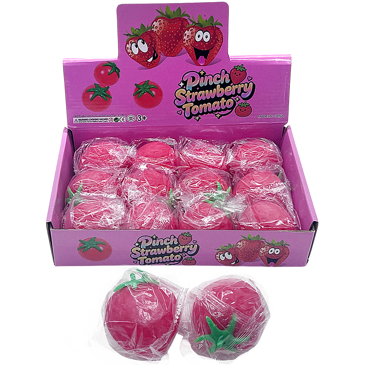 Pinch Strawberry Tomato Super Soft Squishy Toy | 12 Count Display product image