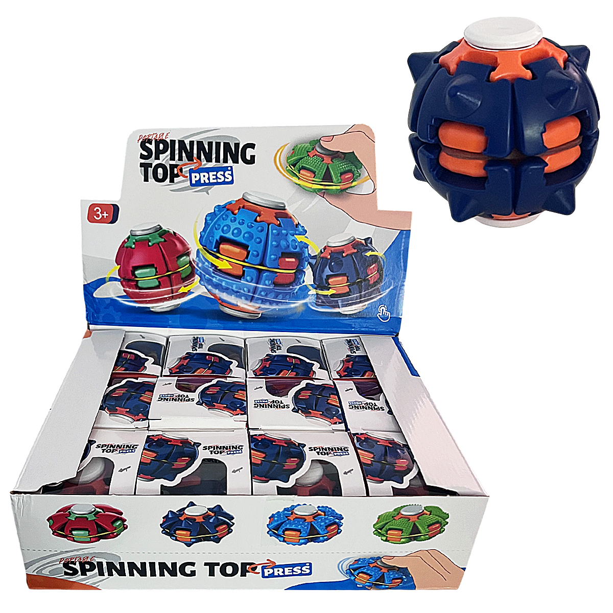 Potrable Spinning Top Press Ball Toy (TOY-BALL-01/02) | 12 Count Display product image