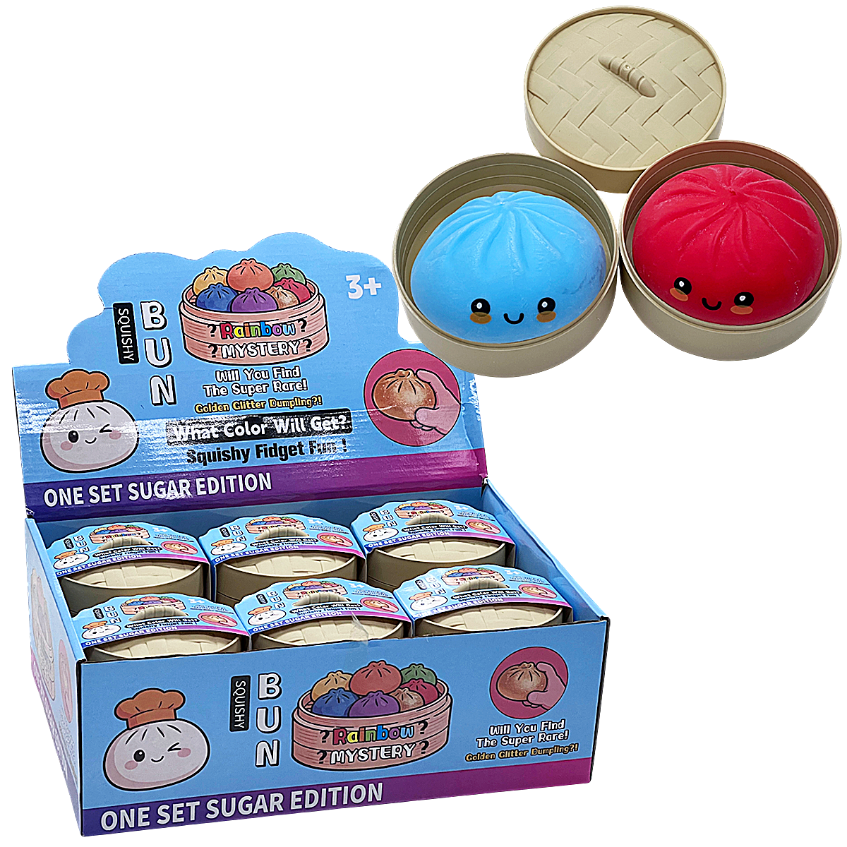 Powdery Glittery Sugar Edition Mini Squishy Bun Toy (TY037) | 24 Count Display | Assorted Colors product image