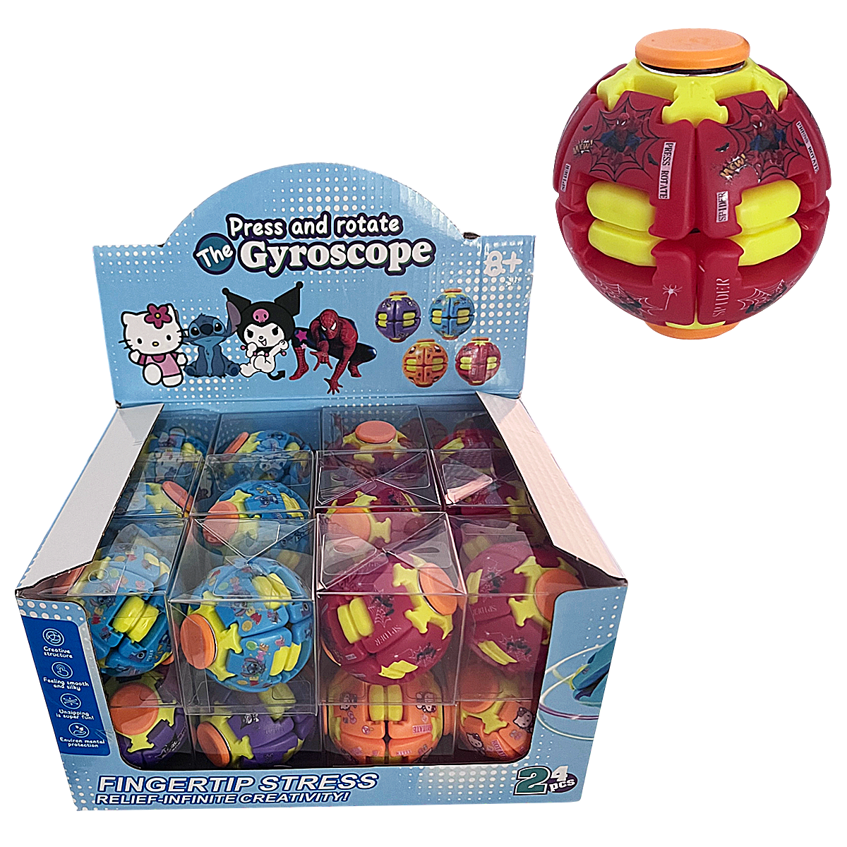 Press And Rotate Gyroscope Press Ball Toy (TOY-BALL-03) | 24 Count Display product image