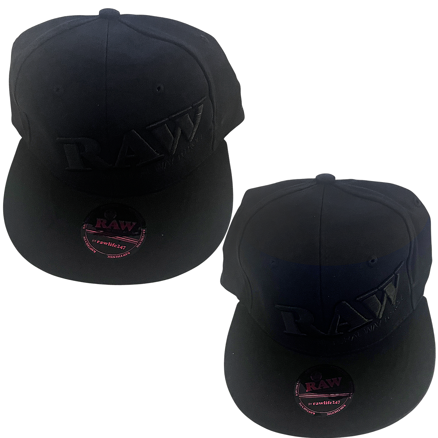 RAW Black On Black Flat Brim Flex Hat product image