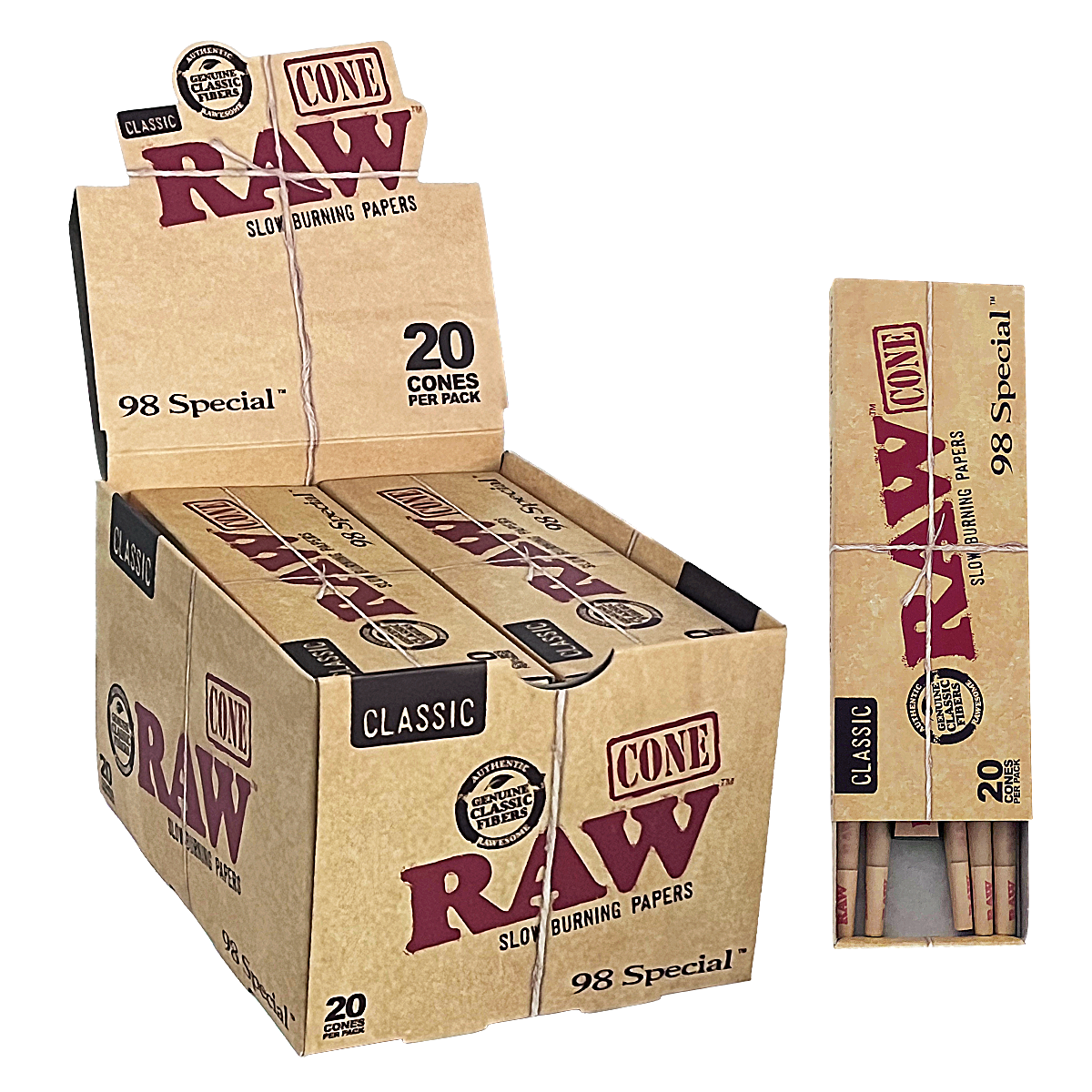 RAW Classic 98 Special Cones | 20 Cones Per Pack | 12 Count Display product image