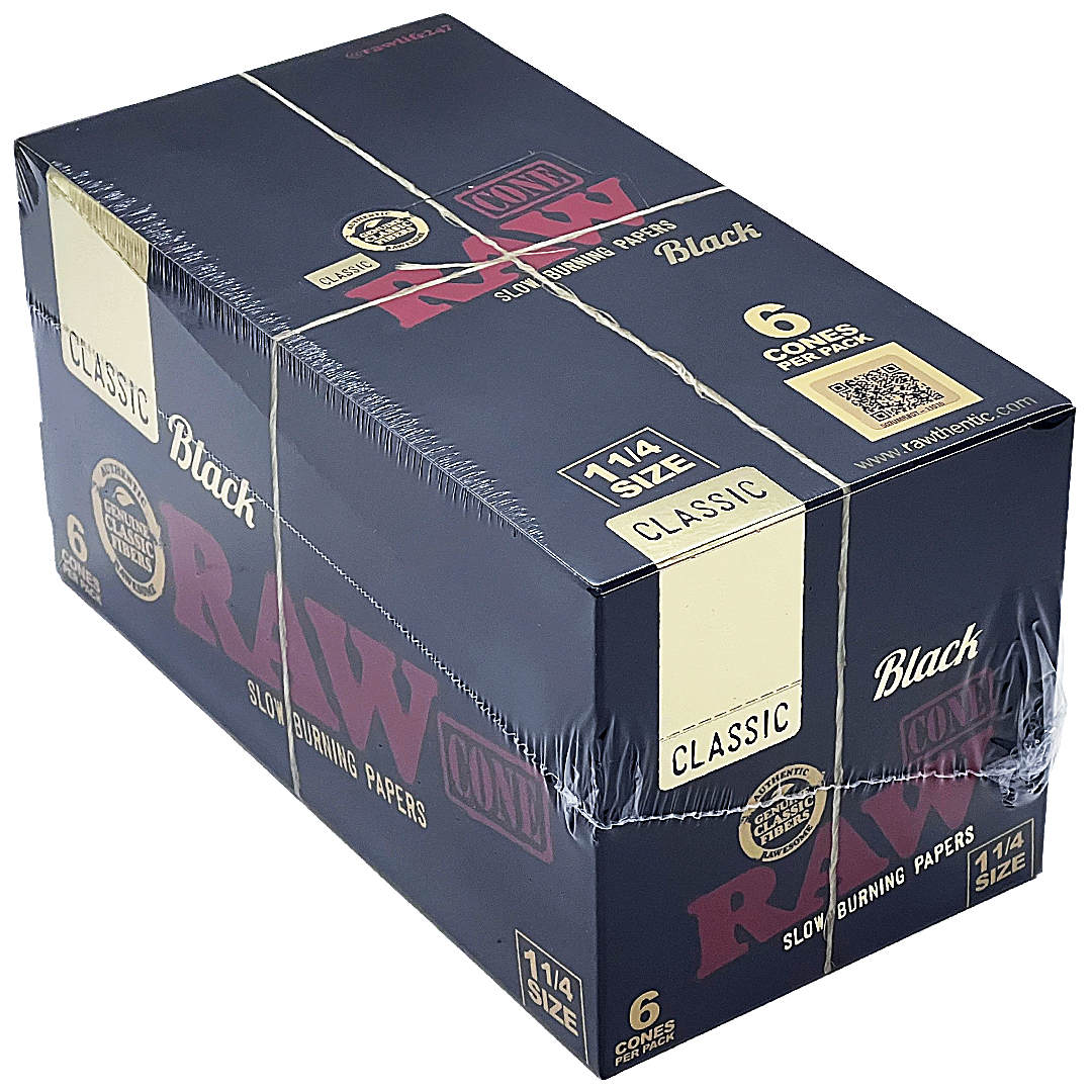 RAW Classic Black Cones | 6 Pack | 1 1/4 | 32 Count Display - image 1 of 2