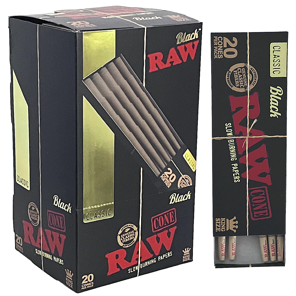 RAW Classic Black Cones | King Size | 20 Pack | 12 Count Display product image