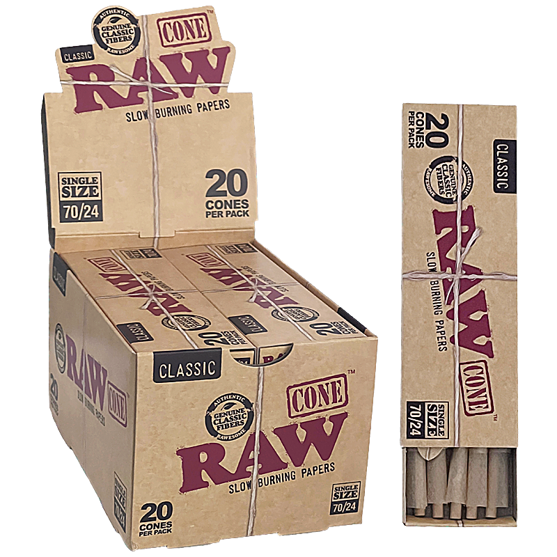 RAW Classic Cones | Single Size 70/24 | 20 Pack | 12 Count Display product image