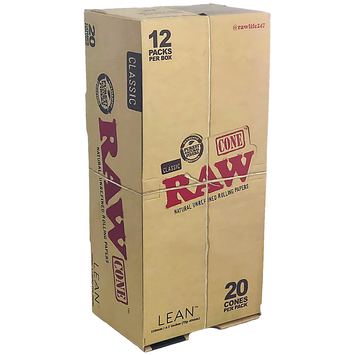 RAW Classic Rolling Cones | Lean | 20 Pack | 12 Count Display product image