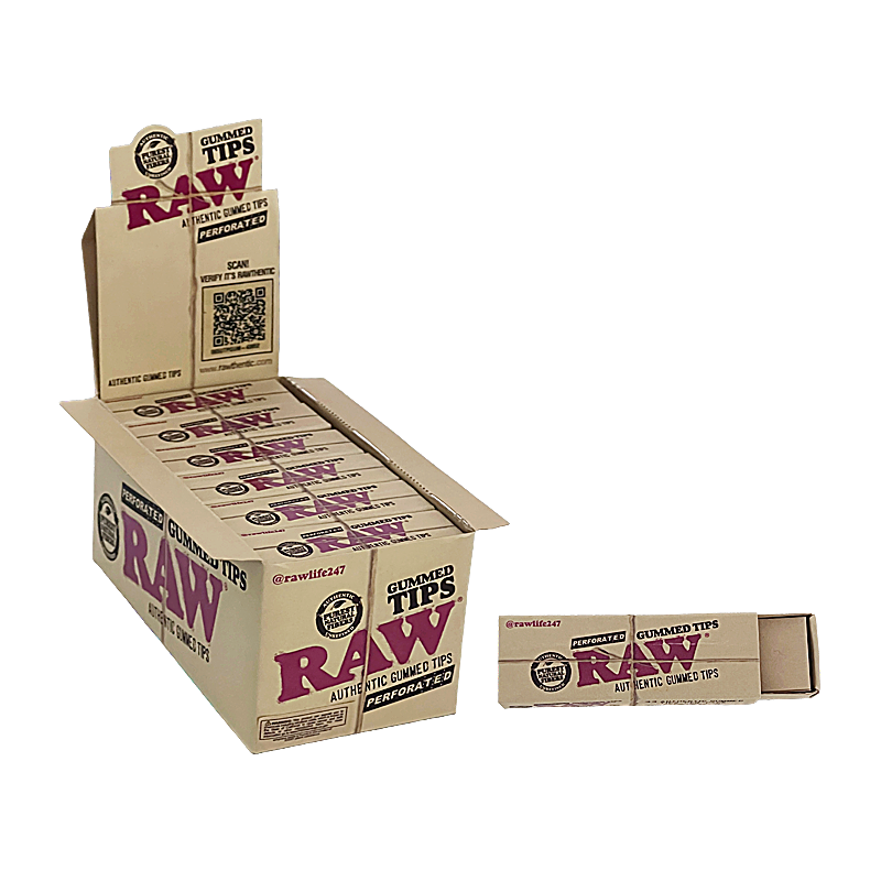 RAW Natural Unrefined Gummed Perforated Tips | 33 Pack | 24 Count Display product image