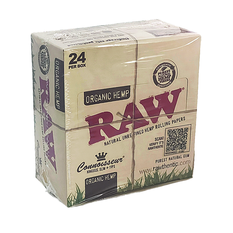 RAW Organic Connoisseur Classic Rolling Papers & Tips | King Size Slim | 24 Count Display product image