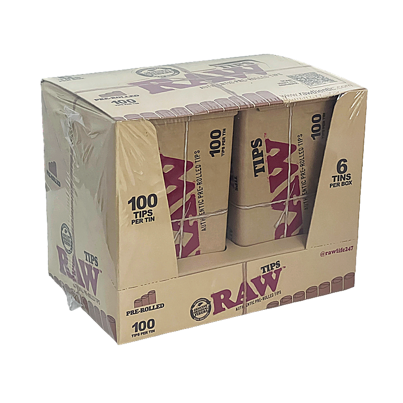 RAW Pre-rolled Tips Tin | 100 Tips | 6 Count Display - image 1 of 2