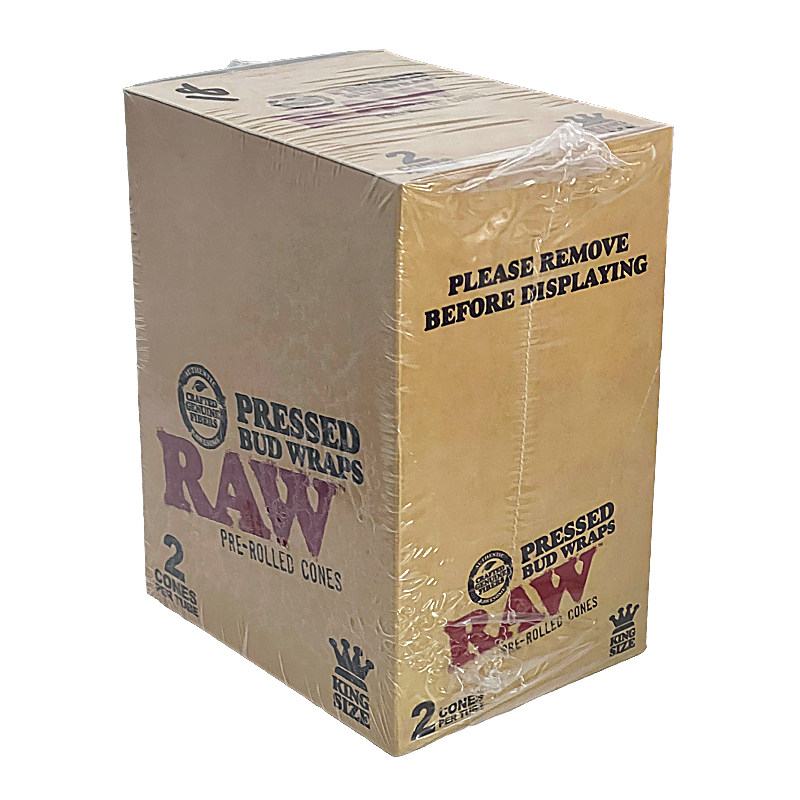 RAW Pressed Bud Wraps Pre-Rolled Flower Cones | King Size | 3 Pack | 12 Count Display - image 1 of 2