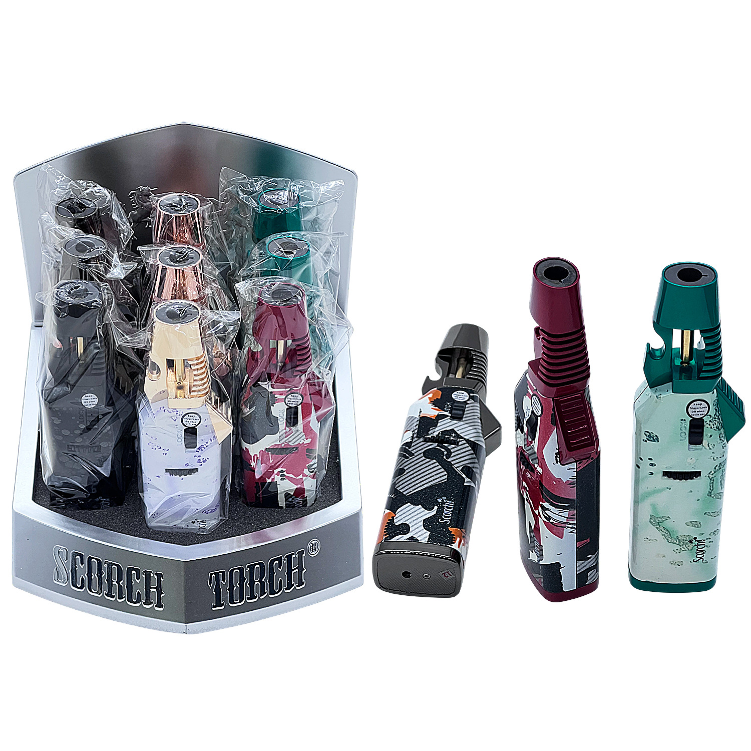 Scorch Bottle Opener Lock Single Flame Torch Lighter (61866-1) | 6 Inches | 9 Count Display product image
