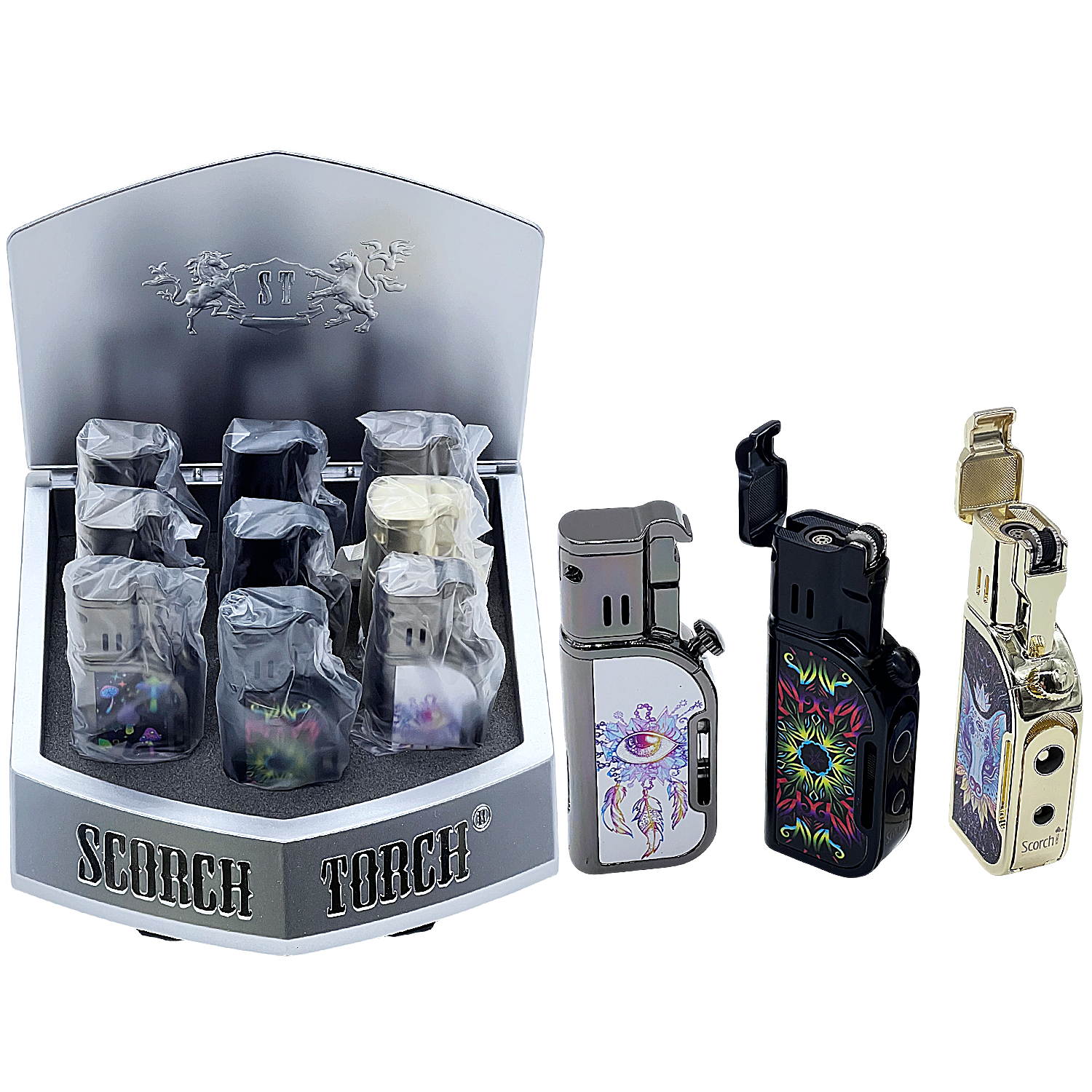 Scorch Cigar Punch Dual Flame Torch Lighter (61805-1) | 9 Count Display - image 1 of 2