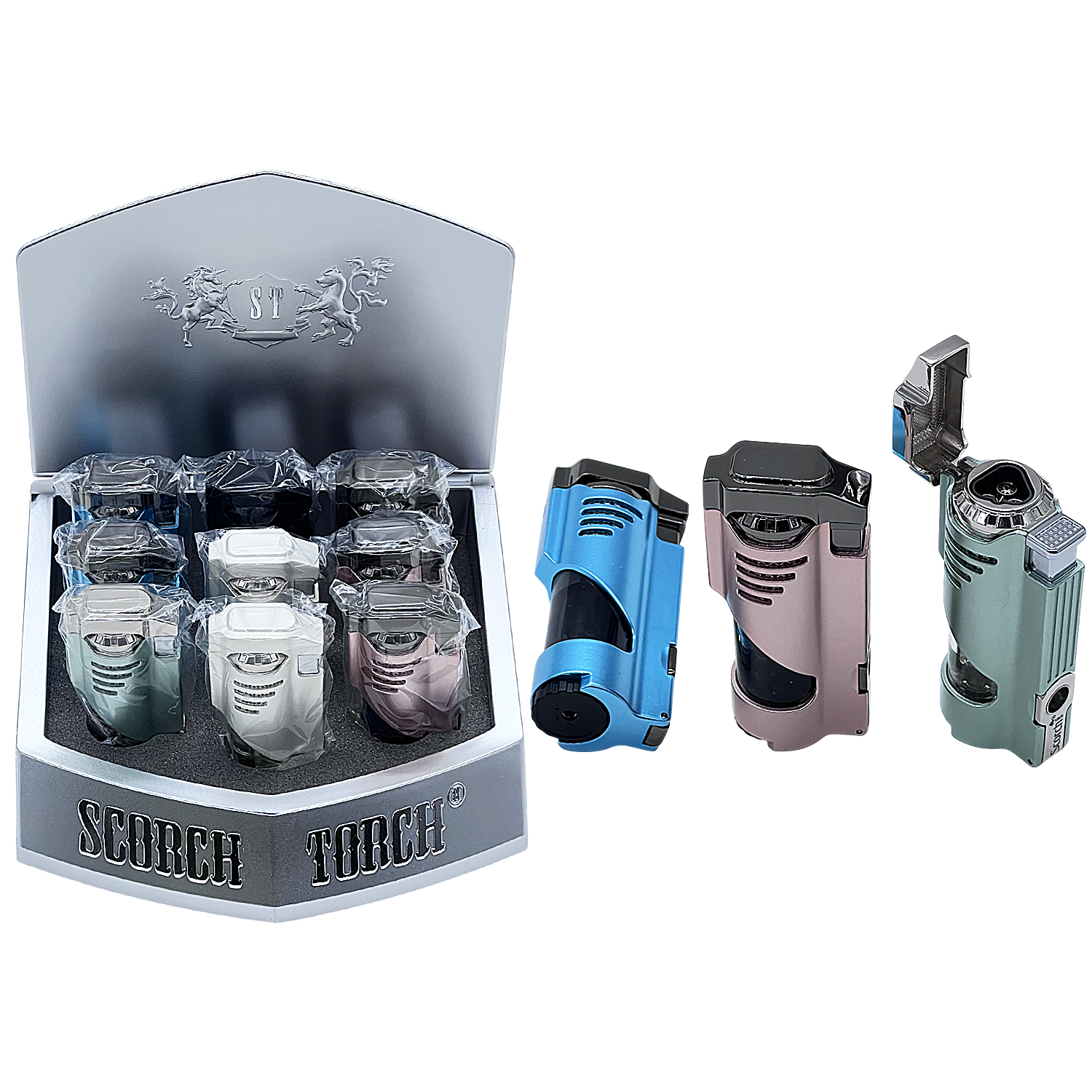 Scorch Cigar Punch Single Flame Torch Lighter (61839-1) | 3.2 Inches | 9 Count Display product image