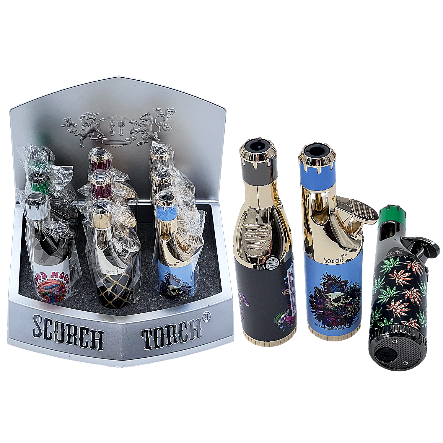 Scorch Cylindrical Body Single Flame Torch Lighter (61848-1) | 5 Inches | 9 Count Display product image
