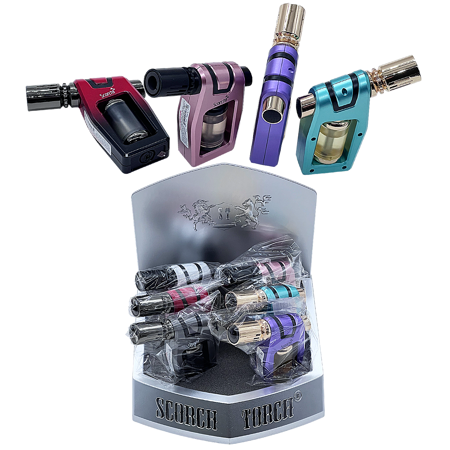 Scorch Ergonomic With Large Tank Single Flame Torch Lighter (61859-1) | 4 Inches | 6 Count Display product image