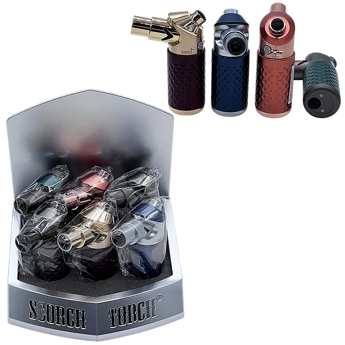 Scorch Flame Lock Single Flame Torch Lighter (61846-1) | 4 inches | 6 Count Display product image