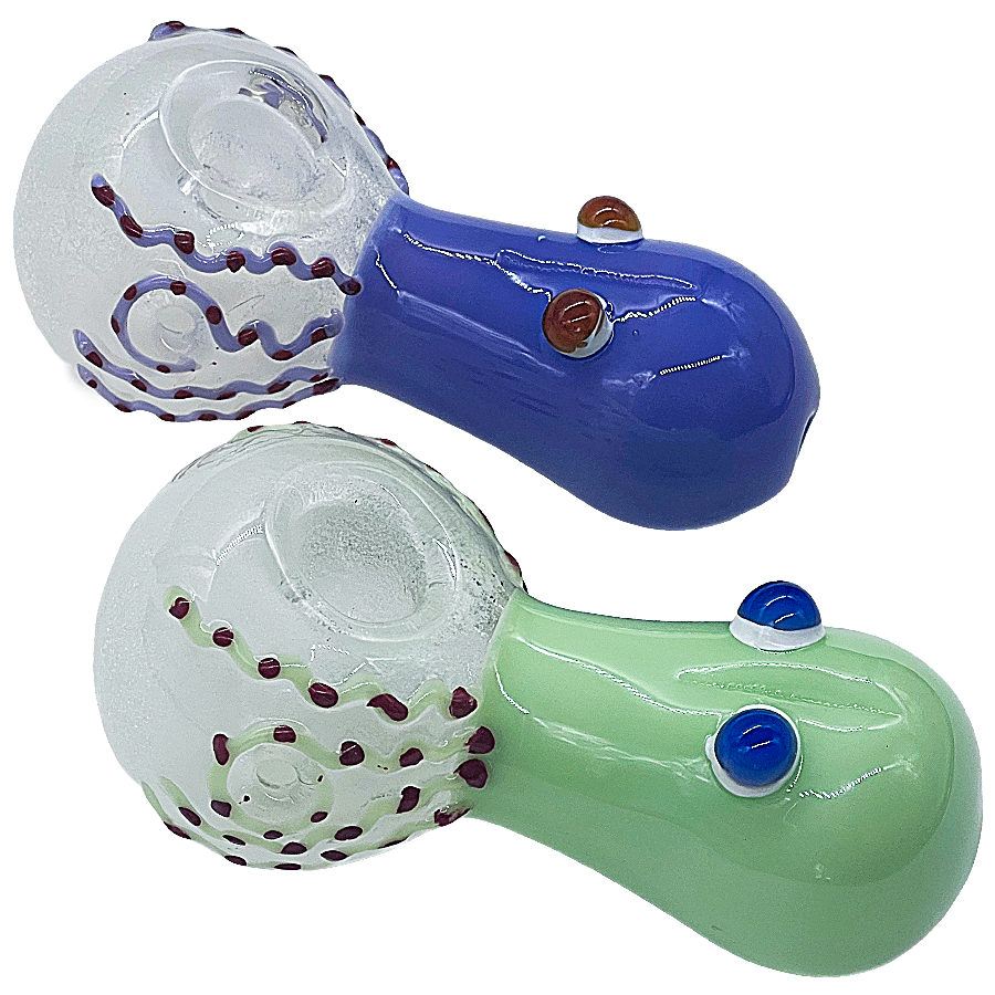 Slyme Tail With Frosted Scribble Head Thick Handpipe (RS3562) | 4 inches | Assorted Colors product image