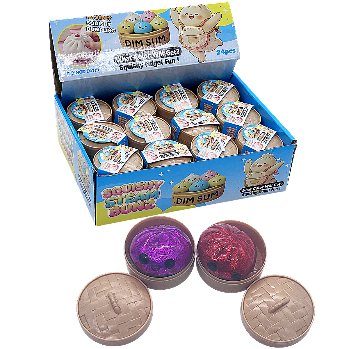 Steam Buns Mini Glittery Squishy Toy (TY048) | 24 Count Display | Assorted Colors product image