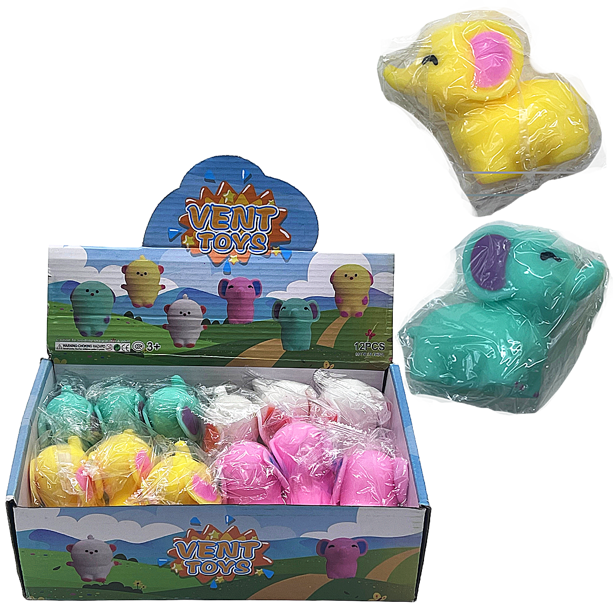 Vent Toys Super Soft ELEPHANT Squishy Toy | 12 Count Display product image