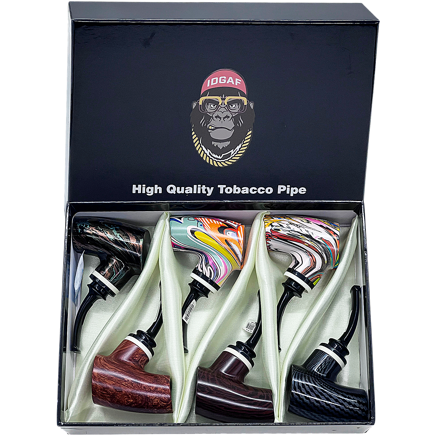 Wooden Finish Tobacco Pipe (TP-114) | 6 Count Display | Assorted Designs product image