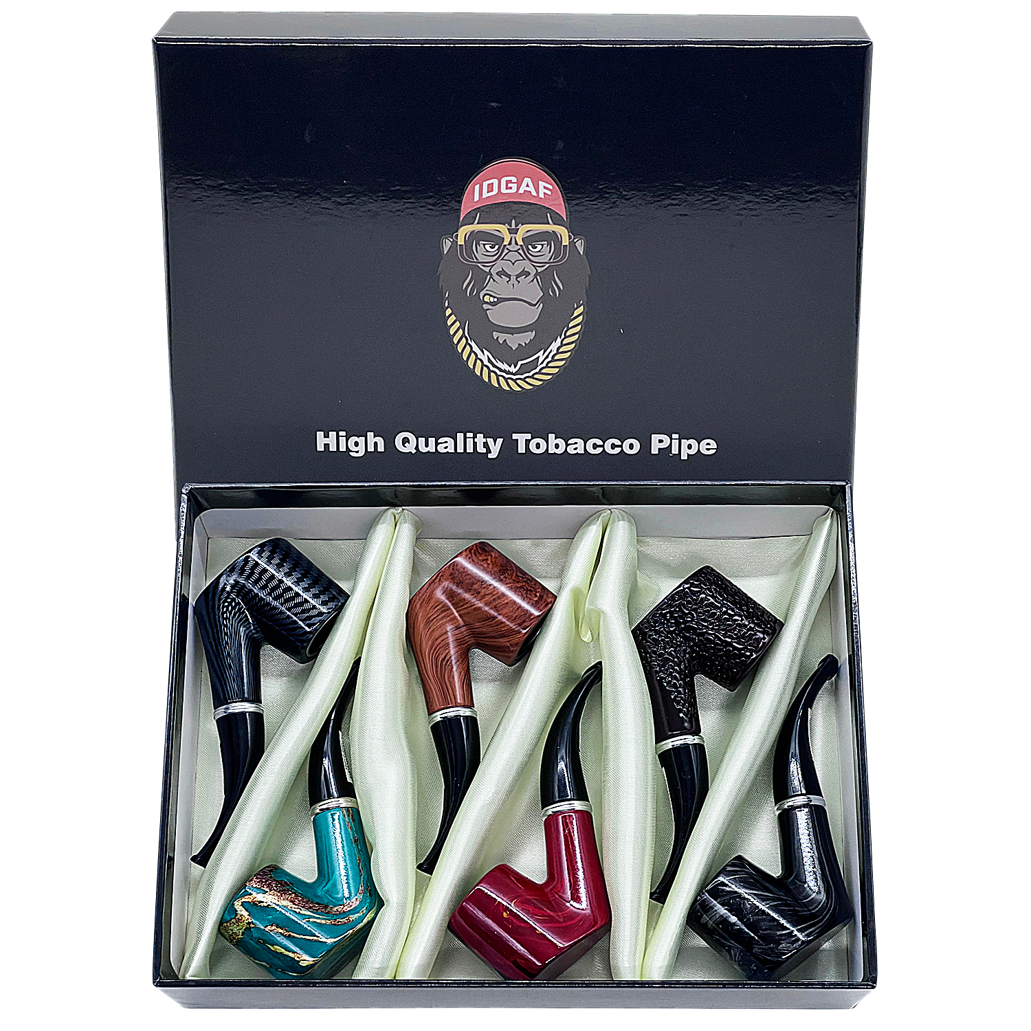 Wooden Finish Tobacco Pipe (TP-116) | 6 Count Display | Assorted Designs product image
