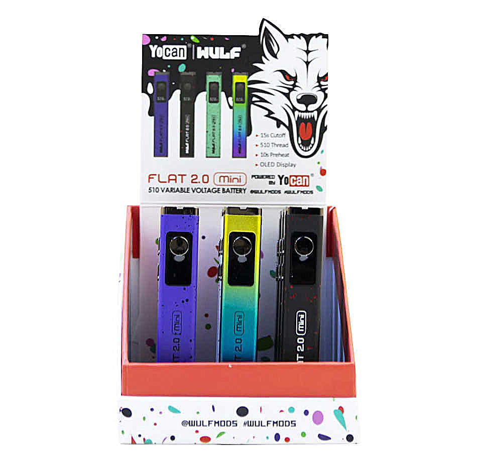 YOCAN x Wulf Mods Flat Mini 2.0 Variable 510 Voltage Battery | 9 Count Display product image