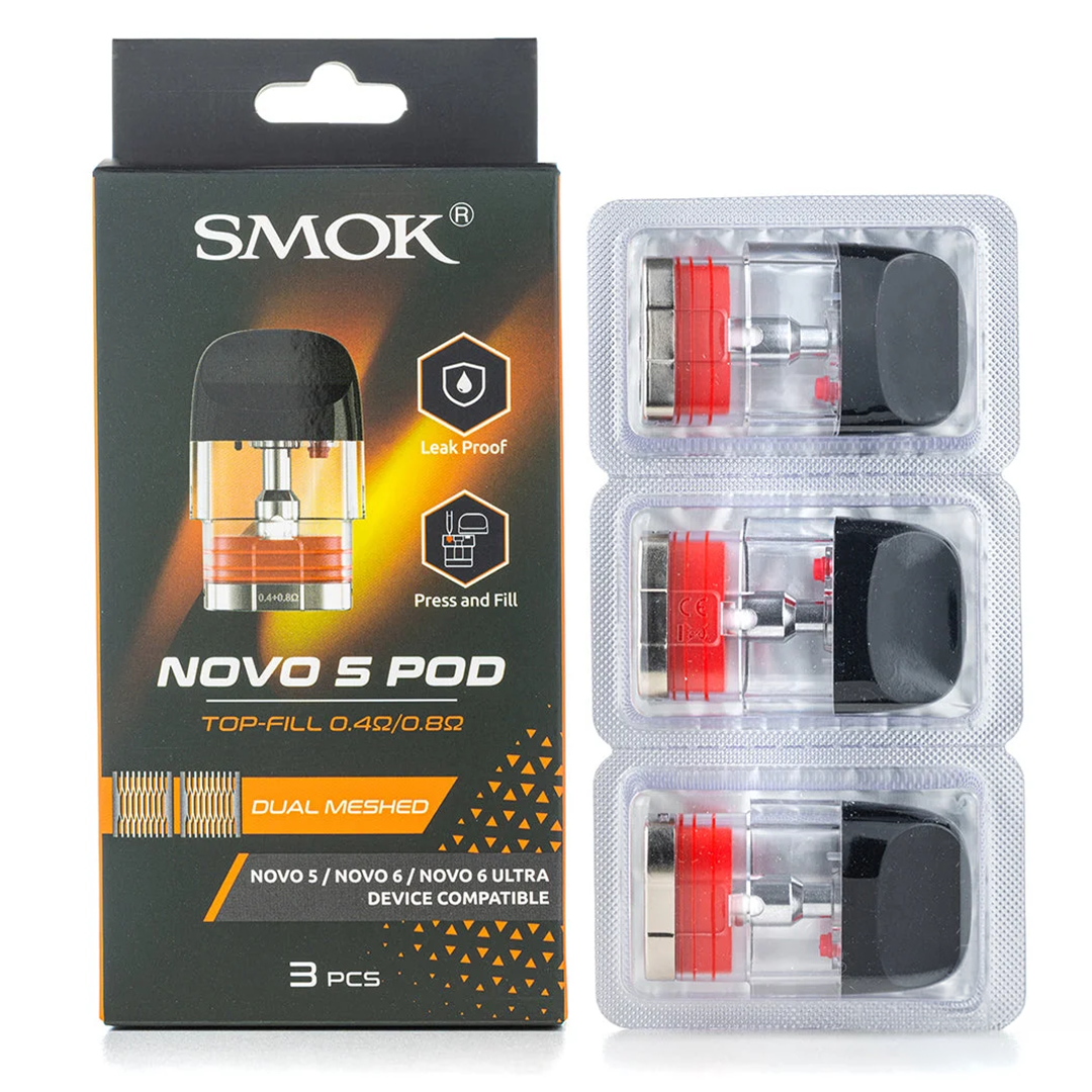 Smok Novo 5 Replacement Pods Dual Mesh 0.4/0.8ohm | 3 Pack product image