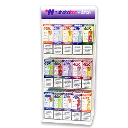 WHATABAR LINKO Mixed Flavors Disposables Display | 5% Nicotine | 40000 Puffs | 30 Count Display product image